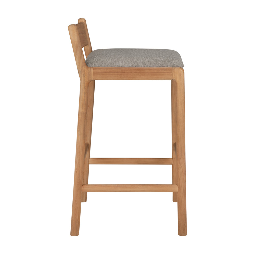 Jack Outdoor Bar Stool (Teak, Mocha Fabric)