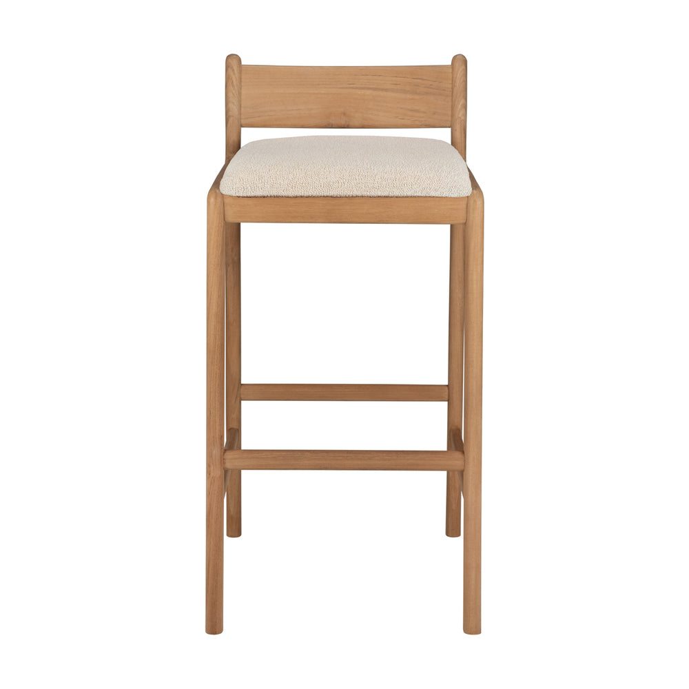 Jack Outdoor Bar Stool (Teak, Natural Fabric)