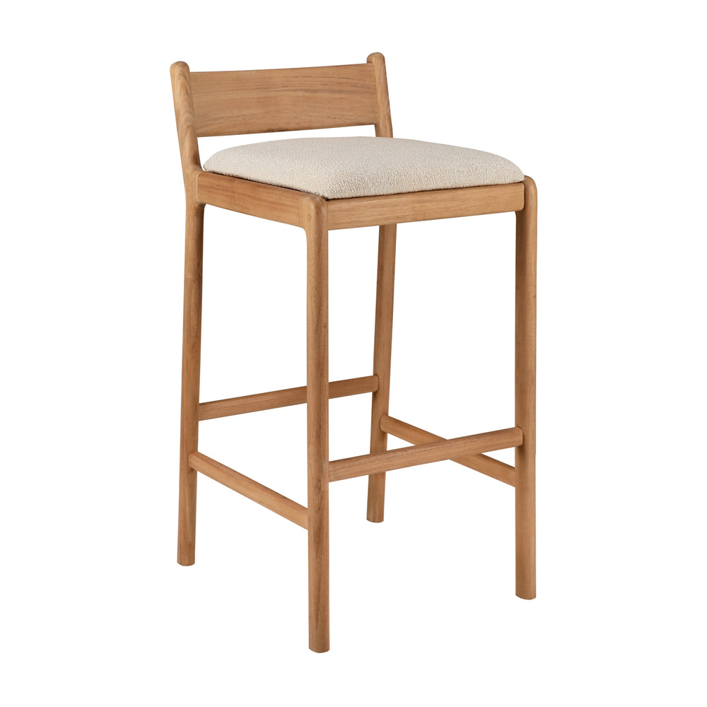 Jack Outdoor Bar Stool (Teak, Natural Fabric)