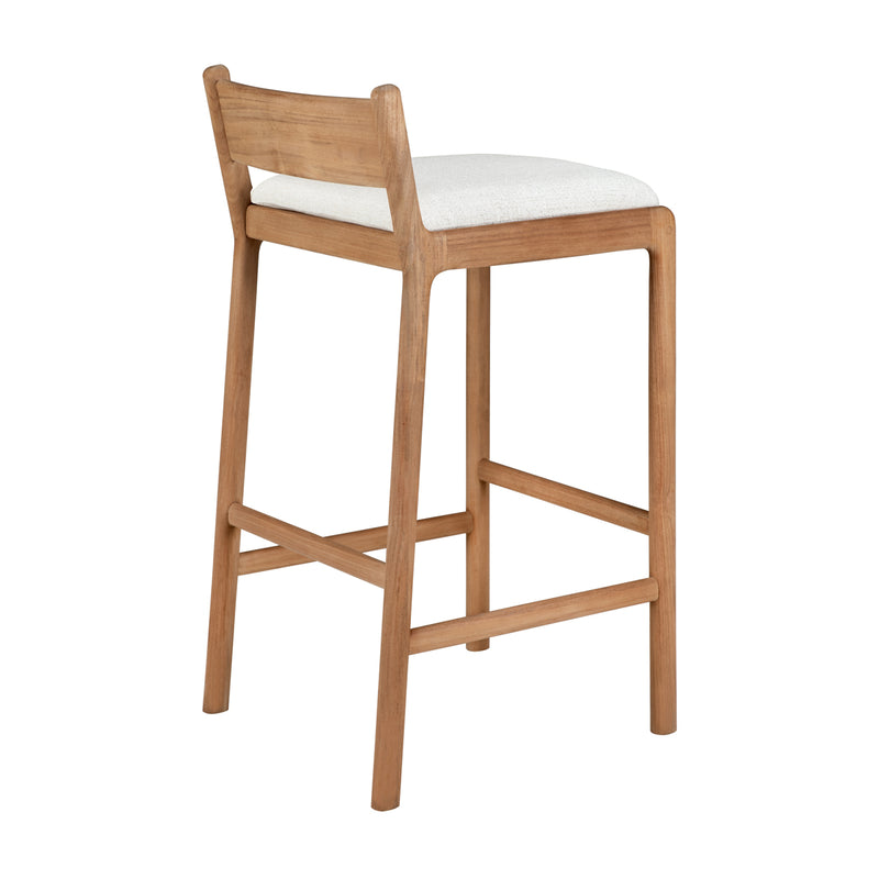 Jack Outdoor Bar Stool (Teak, Off White Fabric)