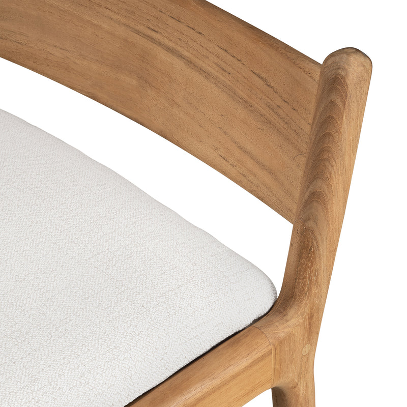 Jack Outdoor Bar Stool (Teak, Off White Fabric)