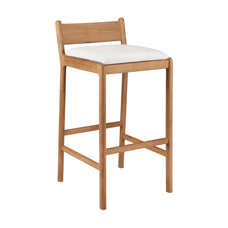Jack Outdoor Bar Stool (Teak, Off White Fabric)