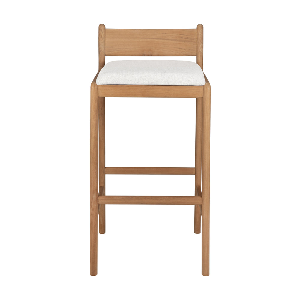 Jack Outdoor Bar Stool (Teak, Off White Fabric)