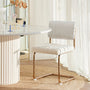 Blake Fabric Dining Chair - White Boucle / Brushed Gold