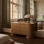 Fin 6 Drawer Dresser - Oak / Travertine