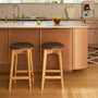 Santino Leather Swivel Counter Stool - Chocolate / Oak