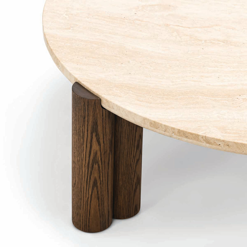Alba Round Travertine Coffee Table