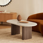 Noir Oval Coffee Table (Marble) - Walnut / 120cm
