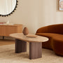 Noir Oval Coffee Table (Travertine) - Walnut / 120cm