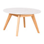 Oia White Marble Coffee Table - Oak / 70cm Diameter