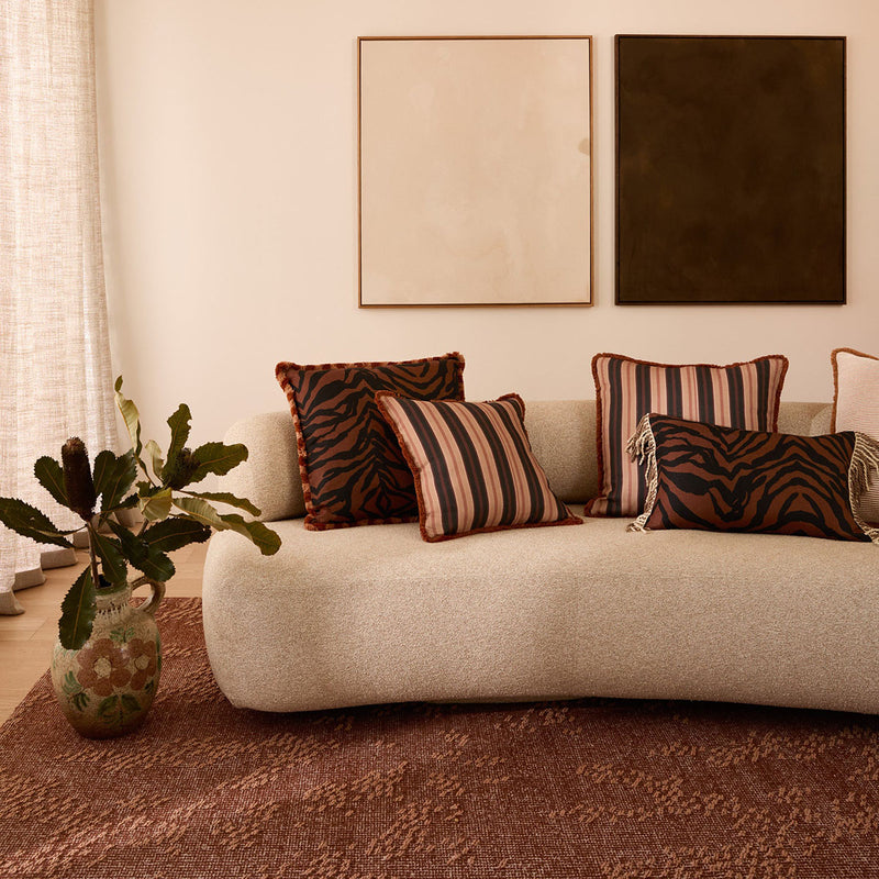Zebra Chocolate Linen Cushion