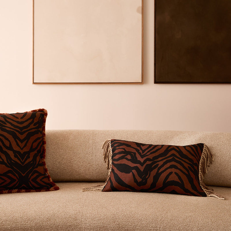 Zebra Chocolate Linen Cushion