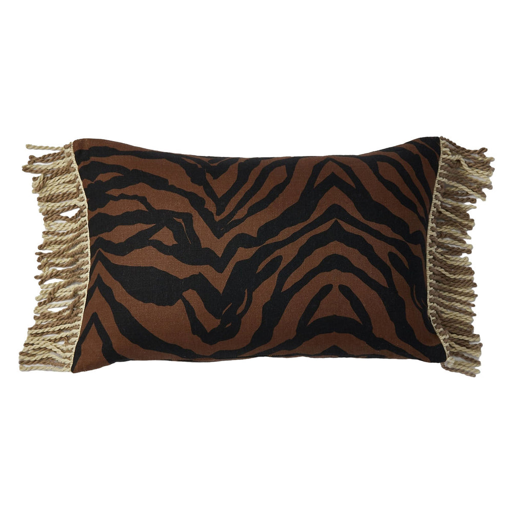 Zebra Chocolate Linen Cushion