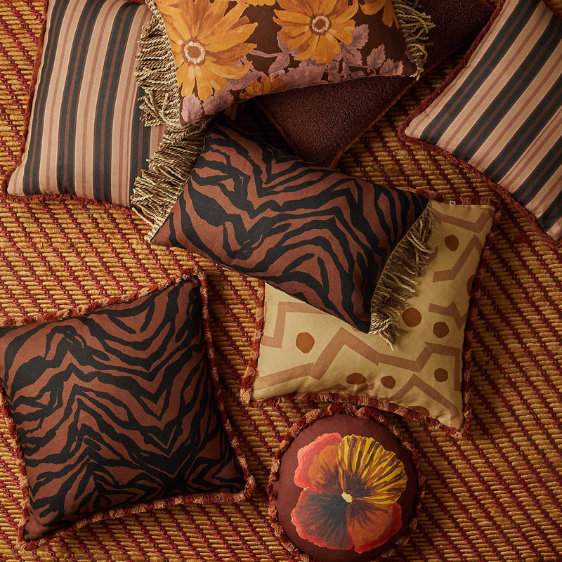 Zebra Chocolate Linen Cushion