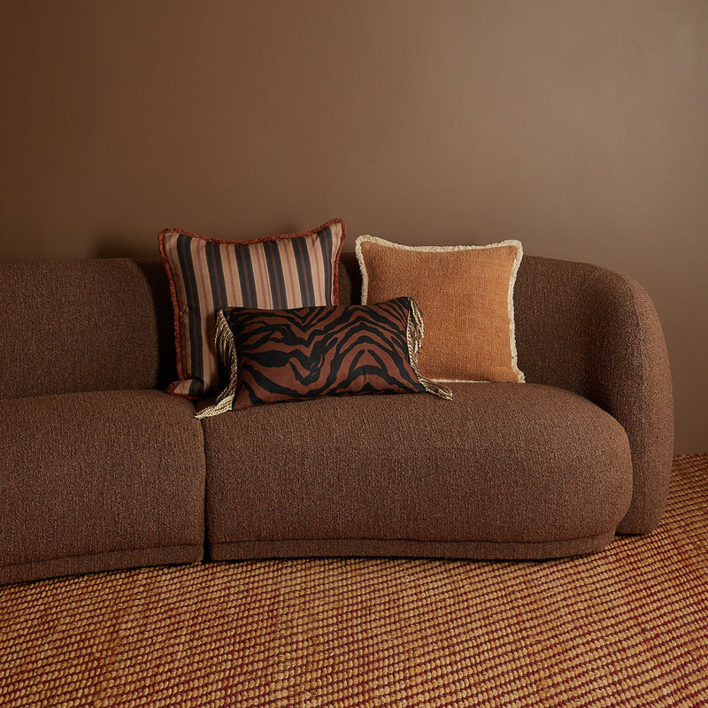 Zebra Chocolate Linen Cushion