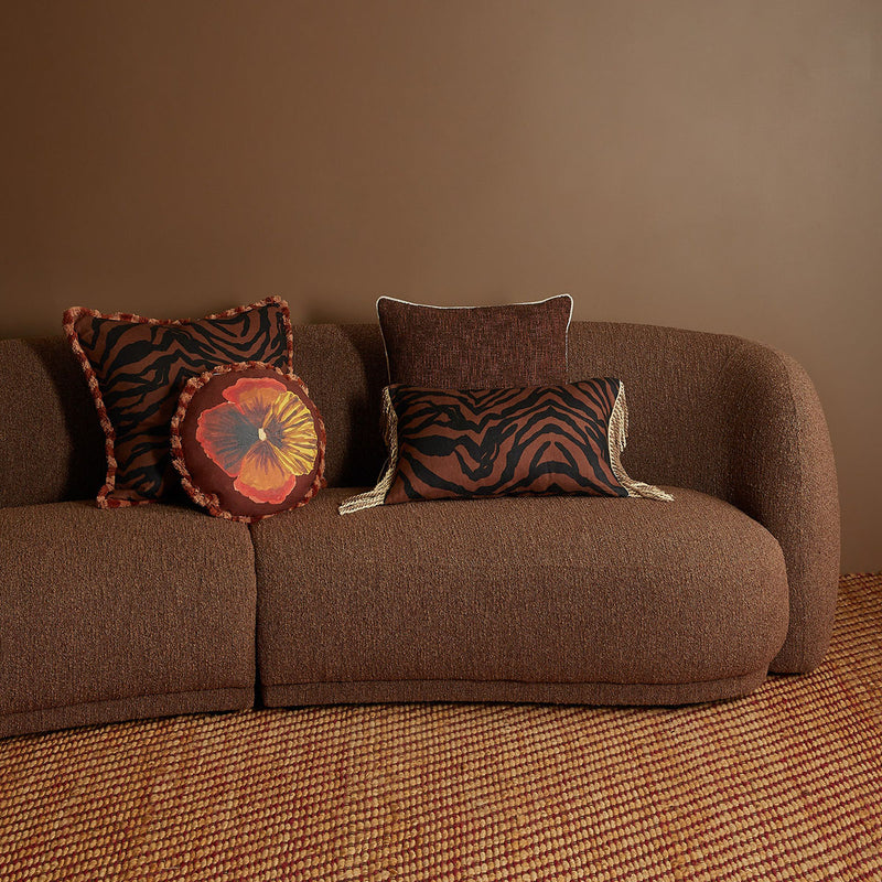 Zebra Chocolate Linen Cushion
