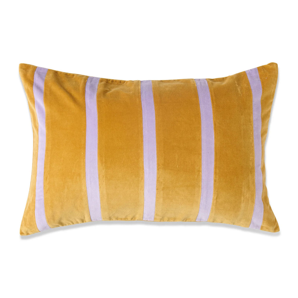 Pecan Pie Stripe Velvet Rectangle Cushion