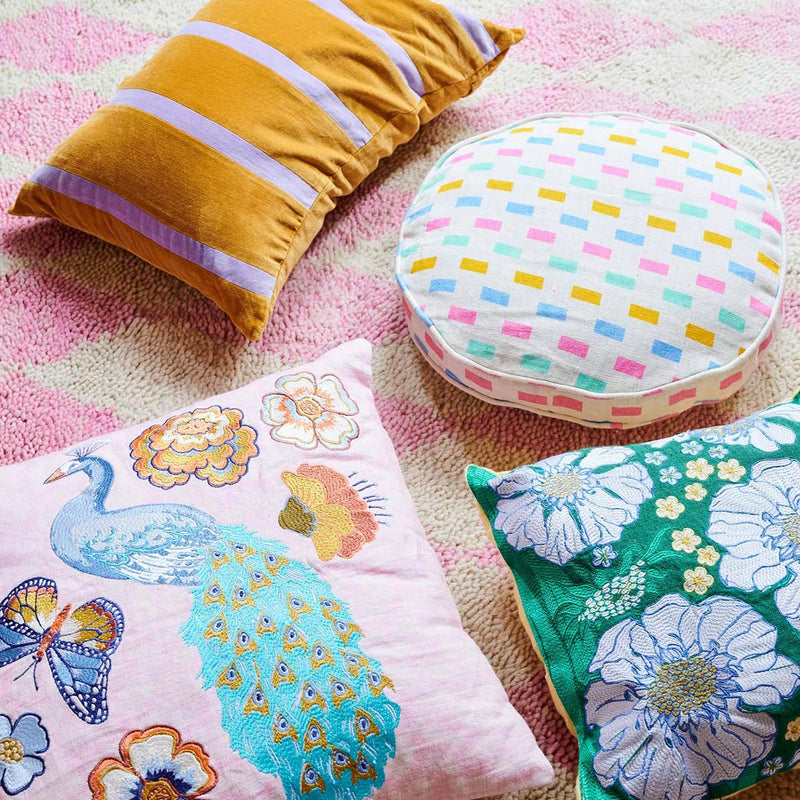 Pecan Pie Stripe Velvet Rectangle Cushion