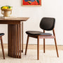 Lando Leather Dining Chair - Black / Walnut