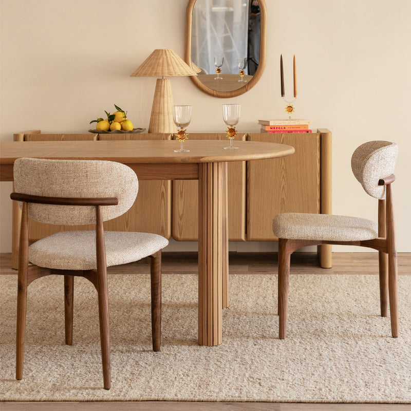 Cream Textured Weave / Walnut