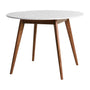 Oia White Marble Dining Table - Walnut / 100cm Diameter