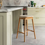 Lando Leather Backless Bar Stool - Almond / Oak