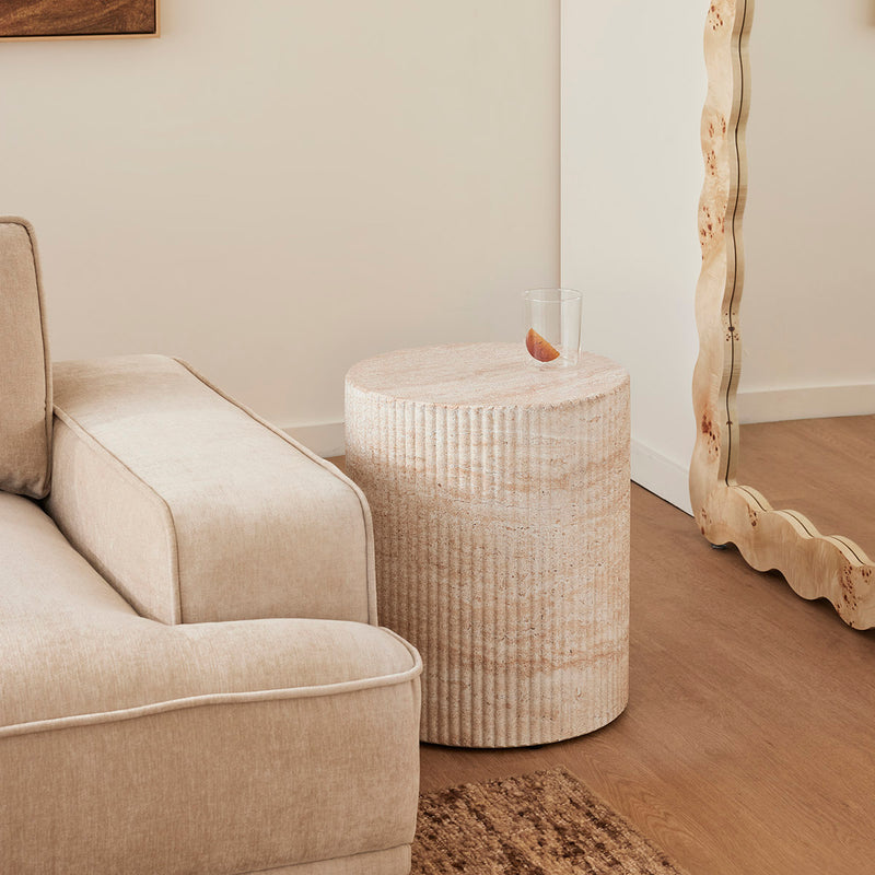 Roma Side Table (Travertine Finish)