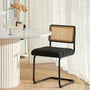 Blake Rattan Boucle Dining Chair - Charcoal / Black