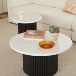 Cosmos Side Table (Black Oak, Carrara Marble)