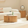 Noir Round Storage Coffee Table (80cm) - Oak