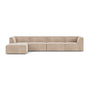 Dane 4 Seater Modular Sofa with Footrest - Danny Cream Textured Weave