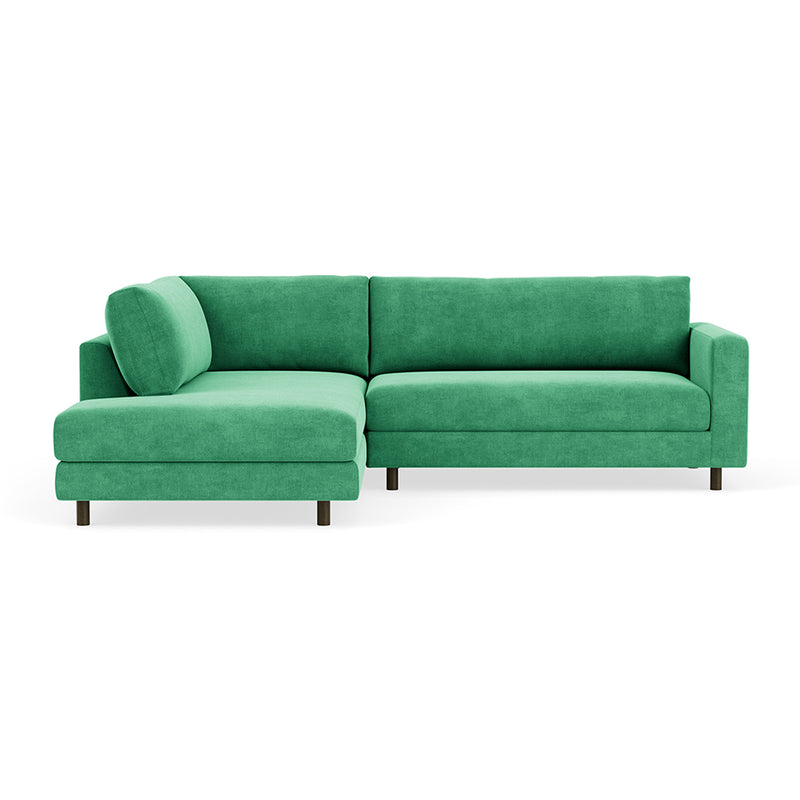 Moss Grass Green Fabric / Dark Walnut