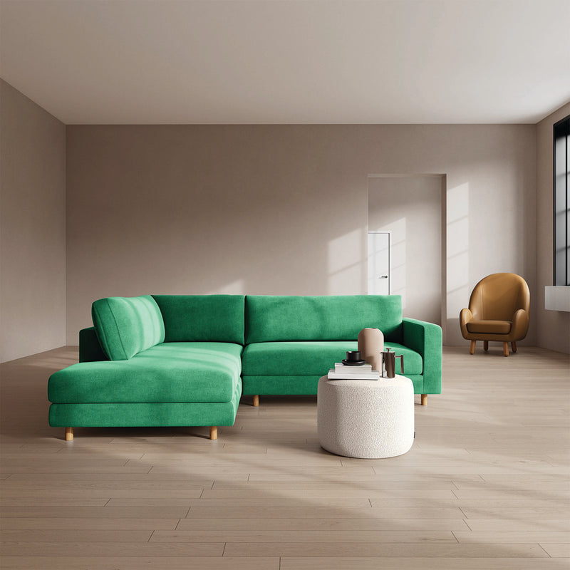 Moss Grass Green Fabric / Oak