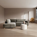 Planet Grey Green Fabric / Oak