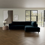 Danny Dust Blue Textured Weave / Dark Walnut