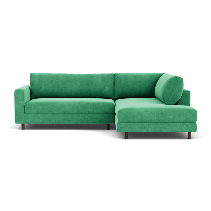 Moss Grass Green Fabric / Dark Walnut