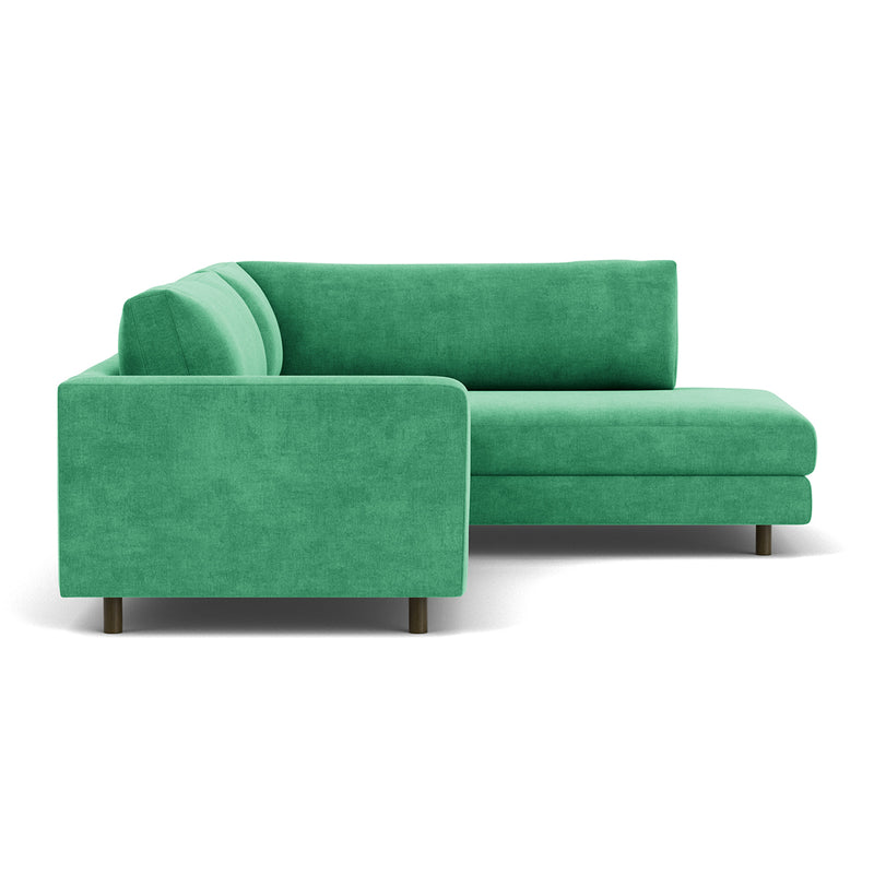 Moss Grass Green Fabric / Dark Walnut