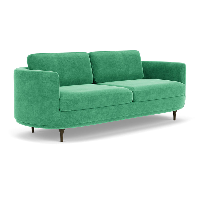 Moss Grass Green Fabric / Dark Walnut