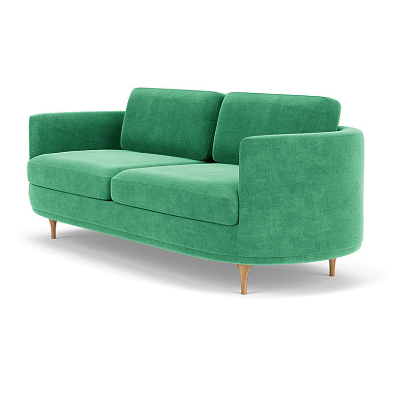 Moss Grass Green Fabric / Oak