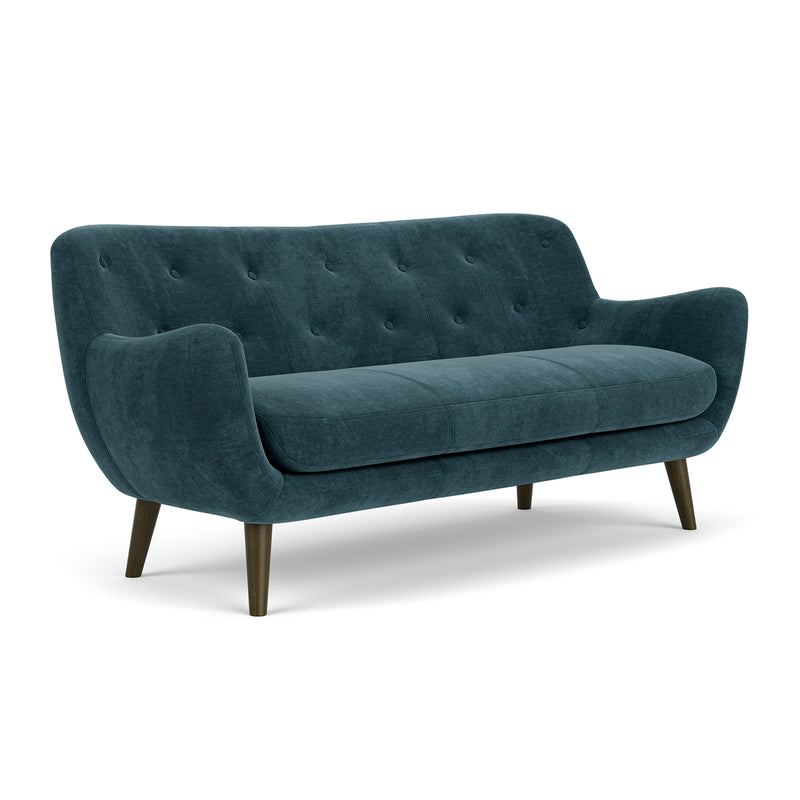 Danny Dust Blue Textured Weave / Dark Walnut
