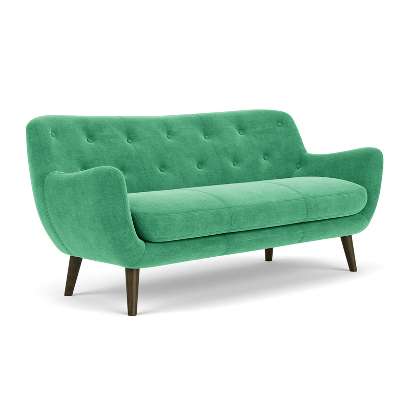 Moss Grass Green Fabric / Dark Walnut