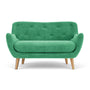 Herman 2 Seater Sofa - Moss Grass Green Fabric / Oak