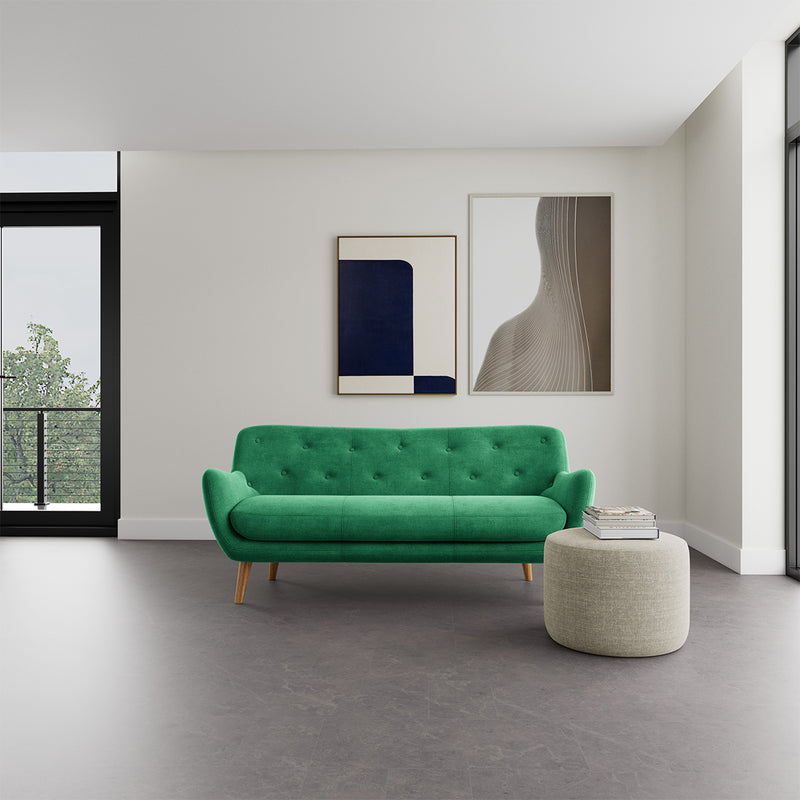 Moss Grass Green Fabric / Oak