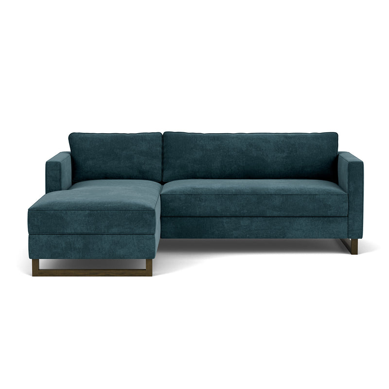 Danny Dust Blue Textured Weave / Dark Walnut