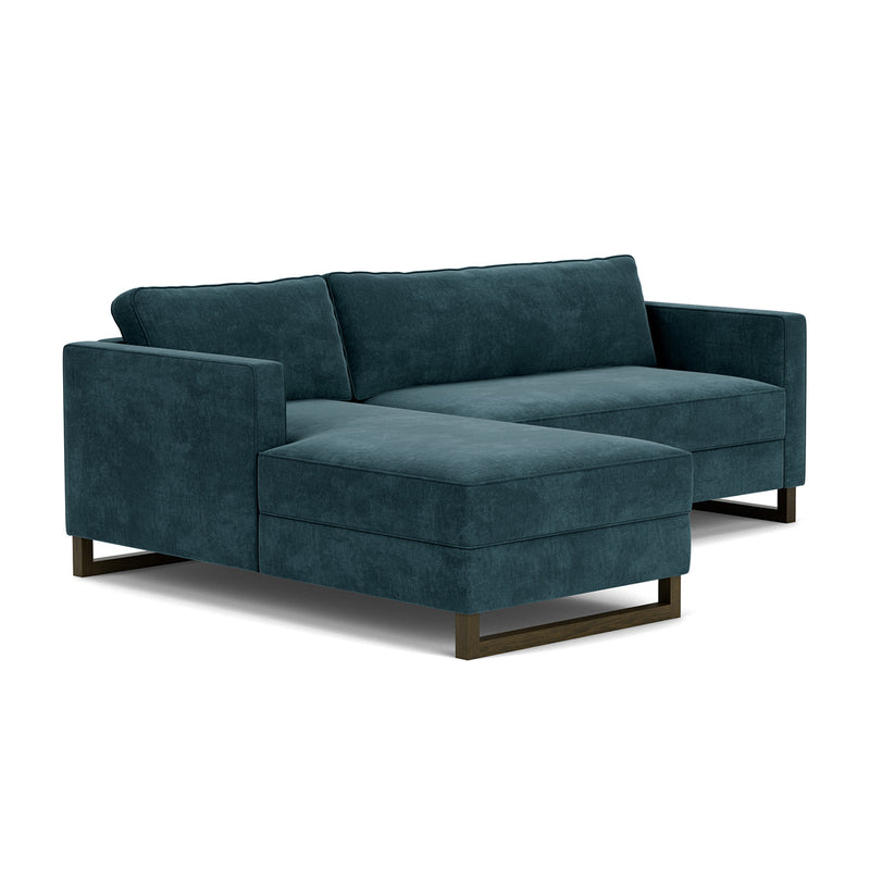 Danny Dust Blue Textured Weave / Dark Walnut