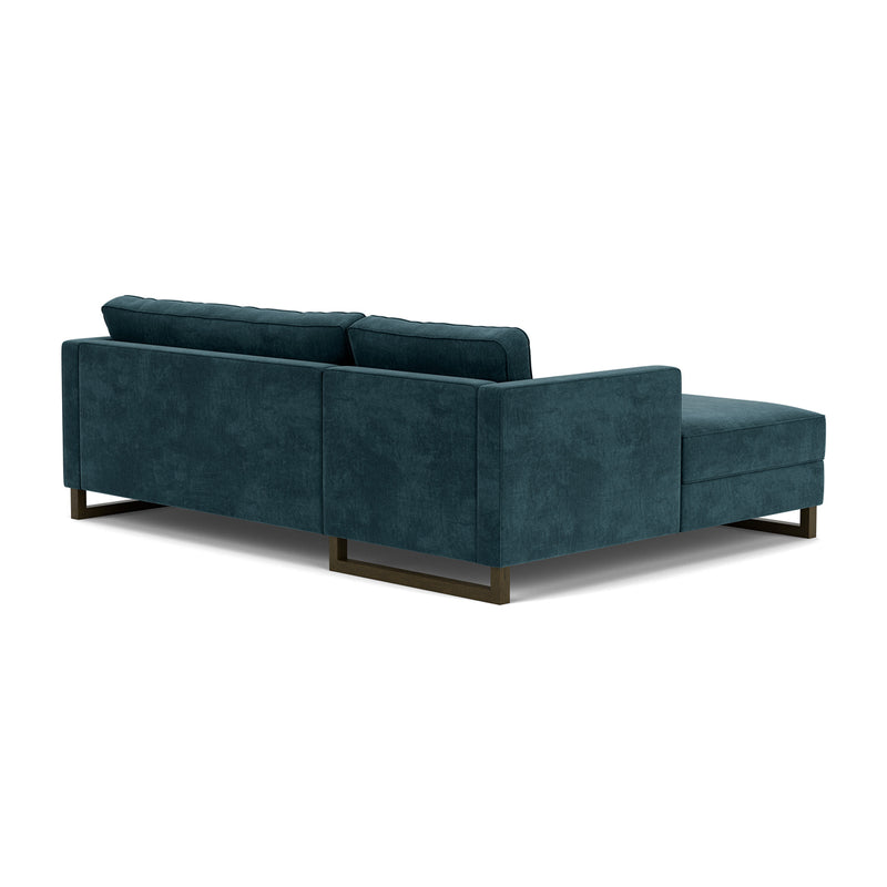 Danny Dust Blue Textured Weave / Dark Walnut