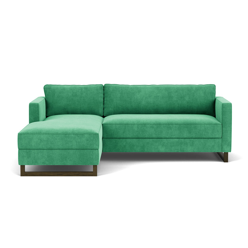 Moss Grass Green Fabric / Dark Walnut