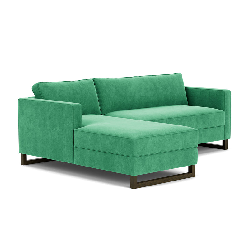 Moss Grass Green Fabric / Dark Walnut