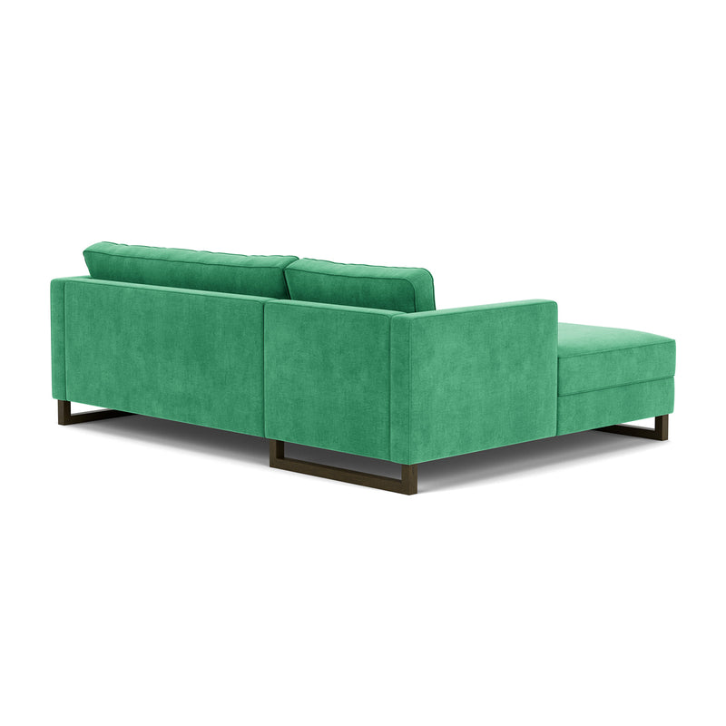 Moss Grass Green Fabric / Dark Walnut