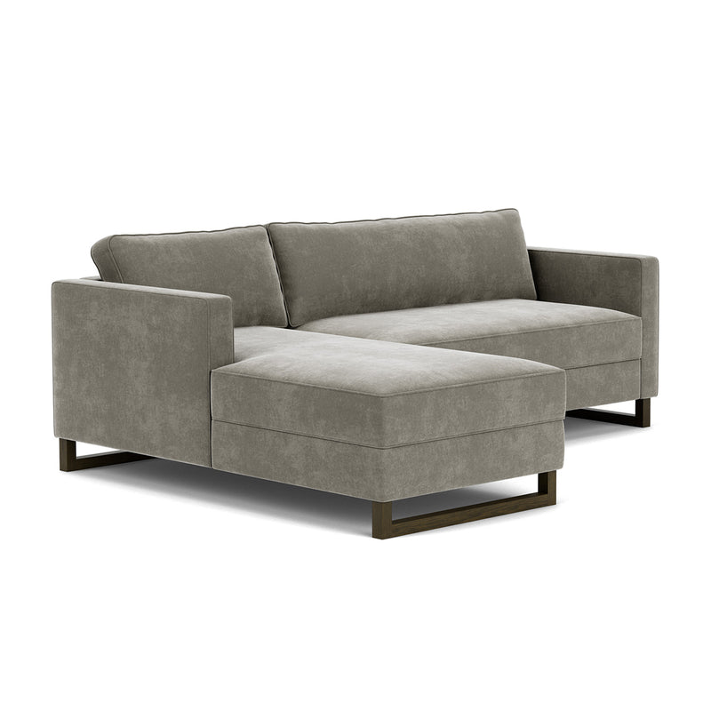 Planet Grey Green Fabric / Dark Walnut